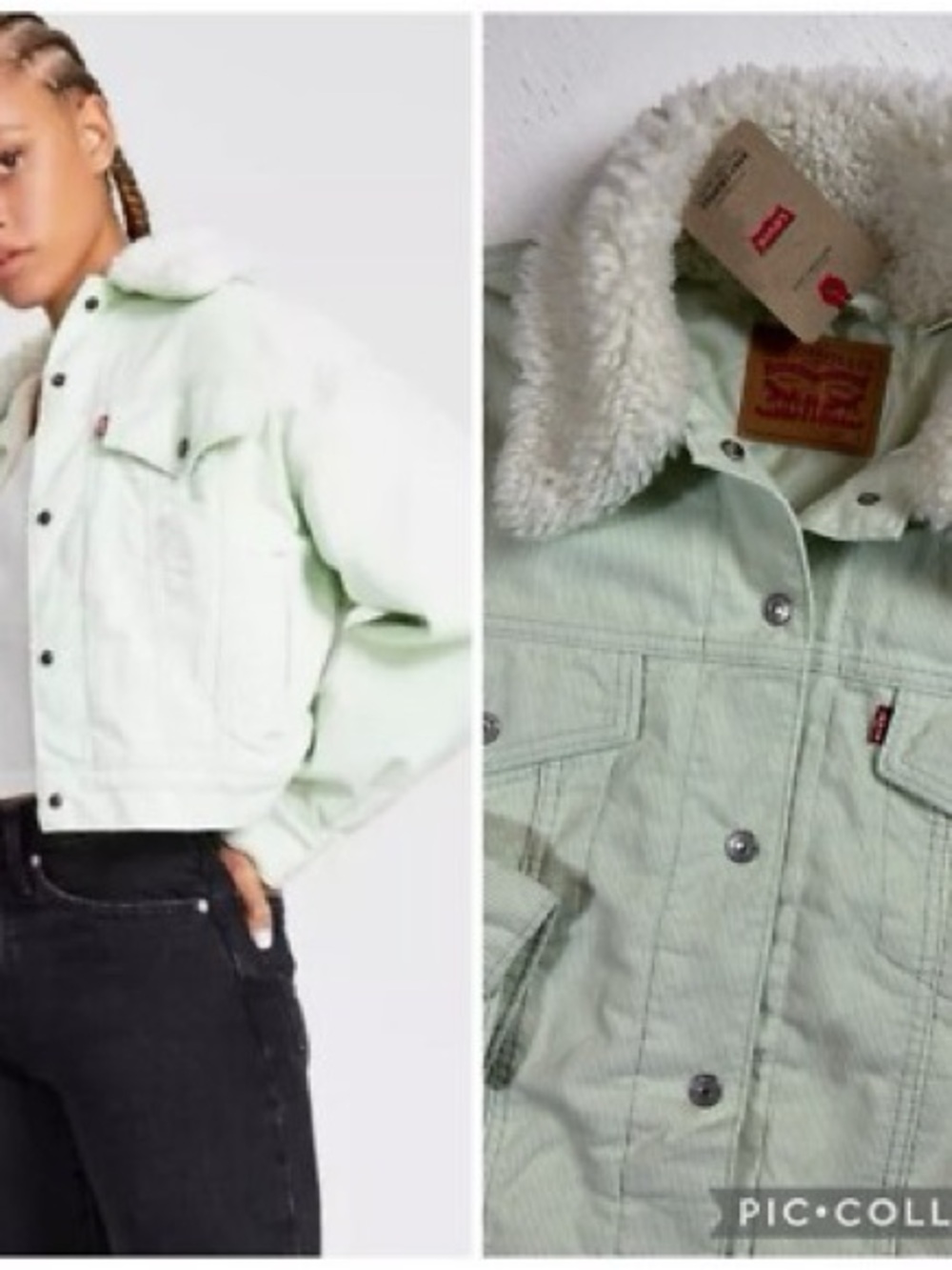 Levi's Cream Sherpa Collar Denim Jacket